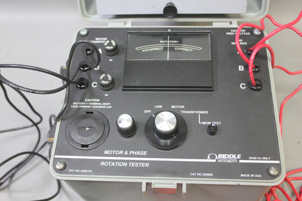 BIDDLE MOTOR & PHASE ROTATION TESTER 560060