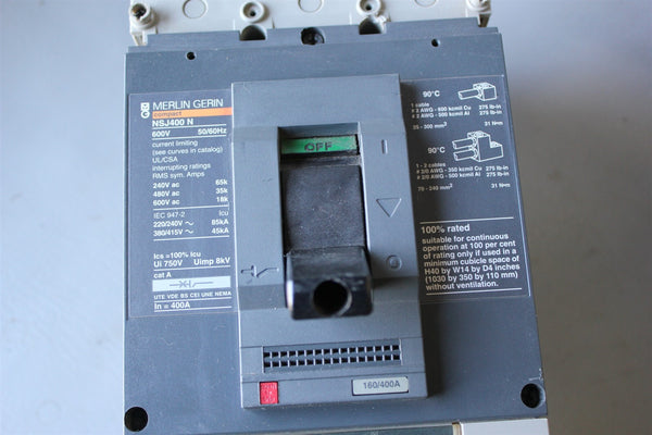 SCHNEIDER/MERLIN GERIN 400A CIRCUIT BREAKER WITH TRIP UNIT NSJ400 N