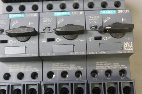 3 UNUSED SIEMENS ECHOTECH SIRIUS CIRCUIT BREAKERS 3RV2711-1KD10