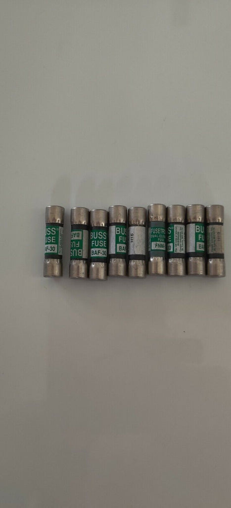 LOT OF 9 BUSS FUSETRON FUSES BAF-30 NEW