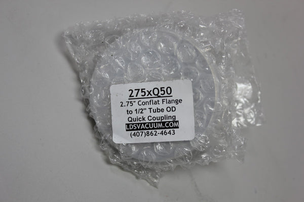 LDS Vacuum Stainless Steel 2.75" CF Conflat Flange To 1/2" Tube OD Fitting