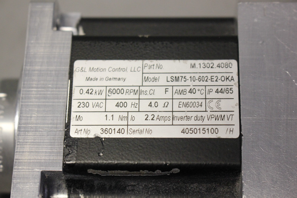 G&L MOTION CONTROL SERVO MOTOR LSM75-10-602-E2-OKA
