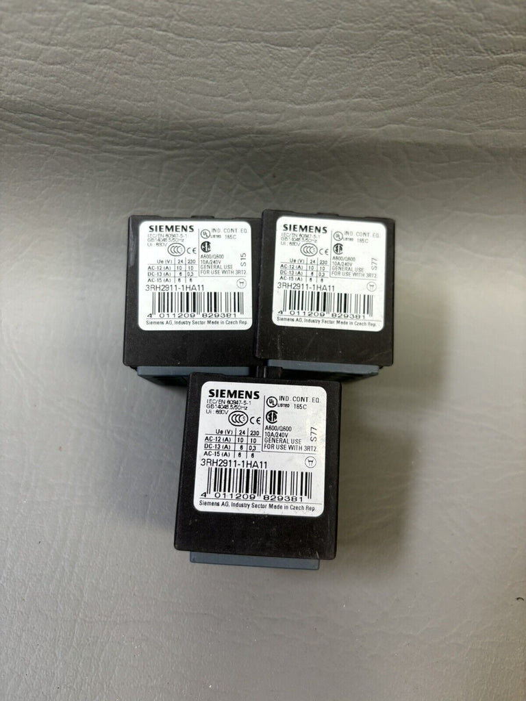 3- UNUSED Siemens 3RH2911-1HA11 Auxiliary Switch Block