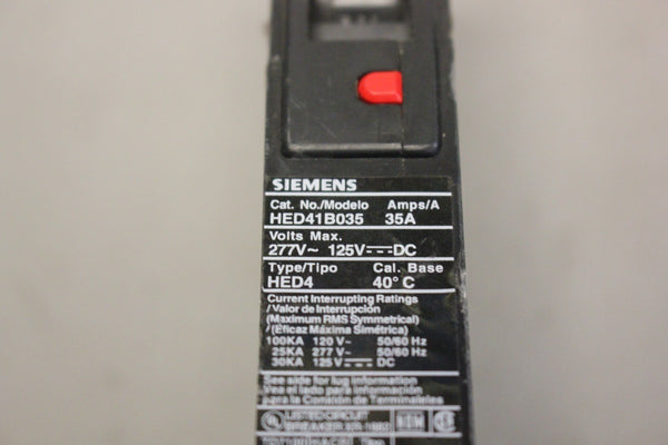 UNUSED SIEMENS CIRCUIT BREAKER HED41B035 35AMP