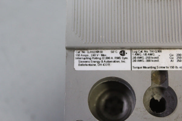 SIEMENS 150A CIRCUIT BREAKER P/N: QJH22M150