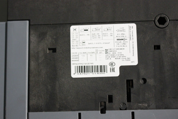 UNUSED SIEMENS SYSTEM PROTECTION CIRCUIT BREAKER 3RV2742-5GD10