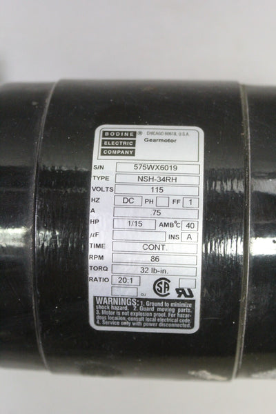 BODINE GEARMOTOR P/N: 575WX6019 nsh-34rh