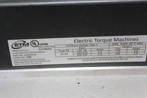 DORNER ELECTRIC TORQUE MACHINES CONVEYOR MOTOR DRIVE SYSTEM & MOTOR 1006459-01