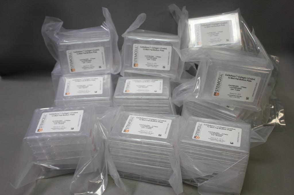 13- SEALED STEMCELL CELLADHERE COLLAGEN 12 WELL FLAT BOTTOM PLATE 100-0363