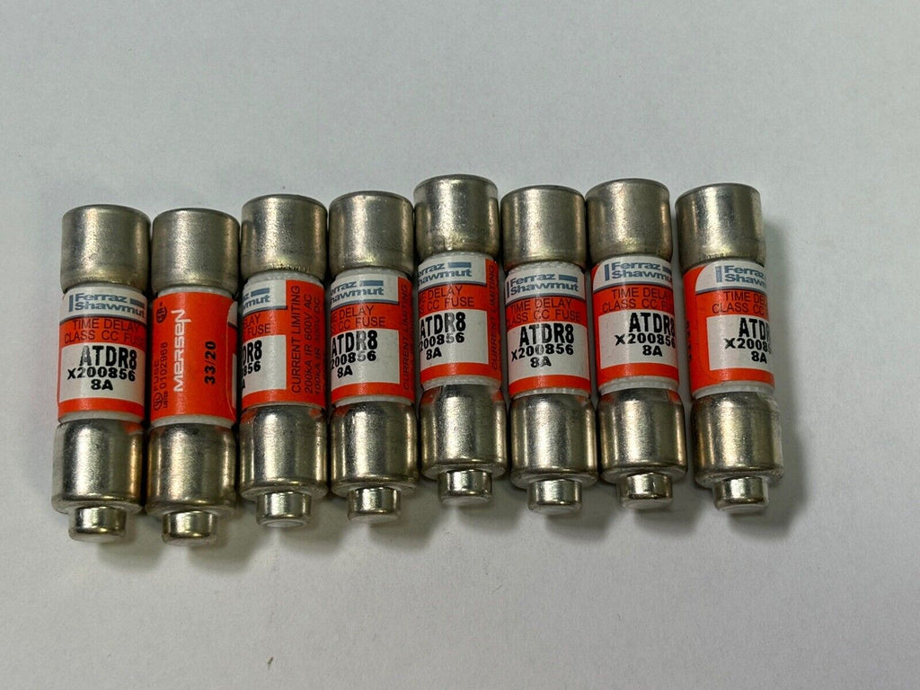 LOT OF 8- MERSEN FERRAZ SHAWMUT ATDR8 8A 600VAC TIME DELAY