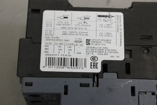 UNUSED SIEMENS SIRIUS CIRCUIT BREAKER 3RV2011-1EA15