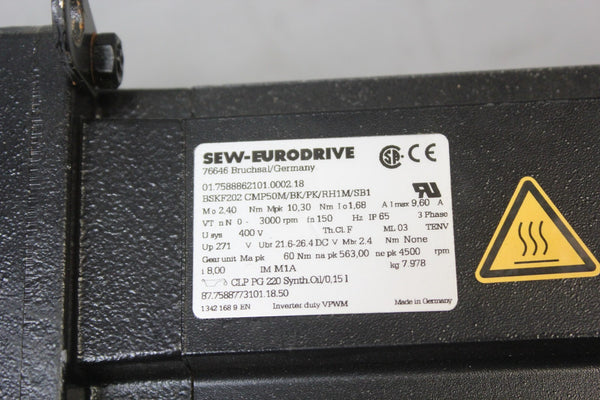 SEW EURODRIVE  SERVO MOTOR   P/N: BSKF202 CMP50M/BK/PK/RH1M/SB1