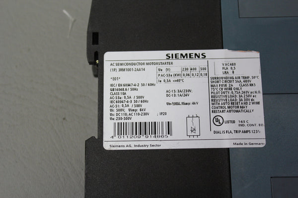 SIEMENS 3RM1001-2AA14 AC SEMICONDUCTOR MOTOR STARTER