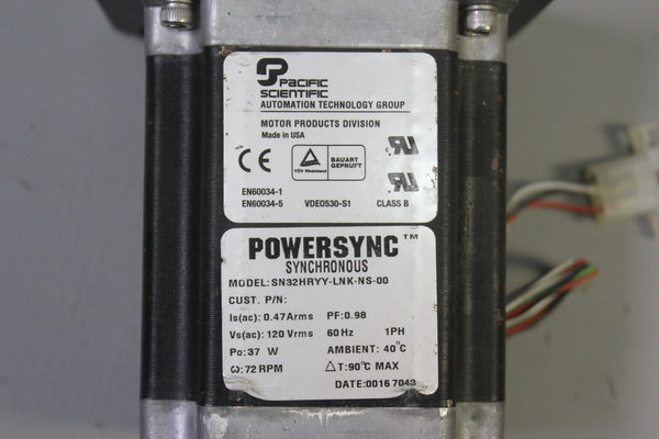 PACIFIC SCIENTIFIC SYNCHRONOUS STEPPER MOTOR P/N: SN32HRYY-LNK-NS-00