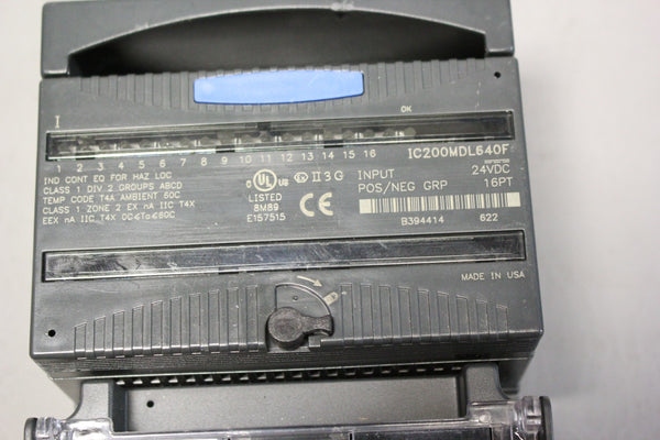 GE VERSAMAX PLC MODULE WITH CARRIER IC200MDL640F & IC200CHS0002