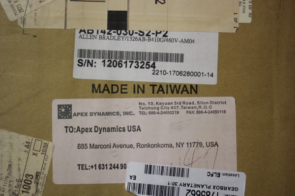 NEW APEX PLANETARY GEARBOX FOR ALLEN BRADLEY AB142-S2-P2 FOR SERVO MOTOR 1326AB-