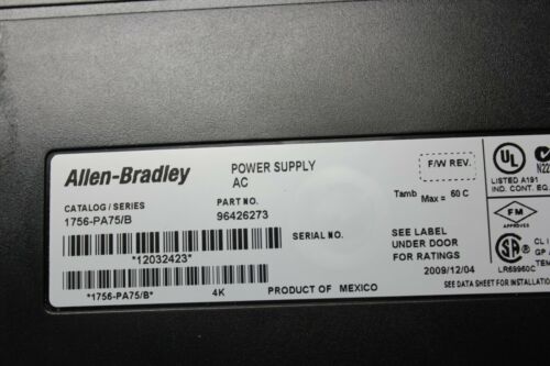 Allen Bradley 10 Slot PLC Chassis & Power Supply 1756-PA75/B A10 B Controllogix