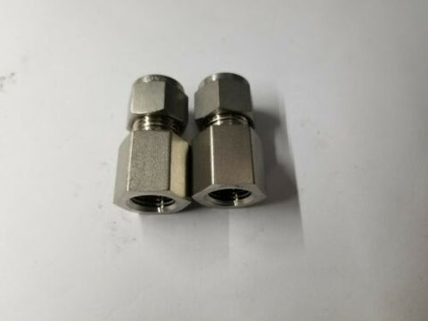 2 New Swagelok Stainless Steel Female Connector Fittings 3/8x1/4 SS-600-7-4