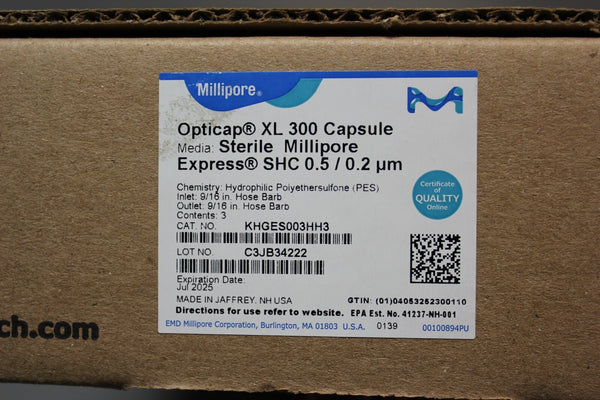 NEW BOX OF 3 MILLIPORE OPTICAP XL 300 CAPSULE (STERILE) KHGES003HH3