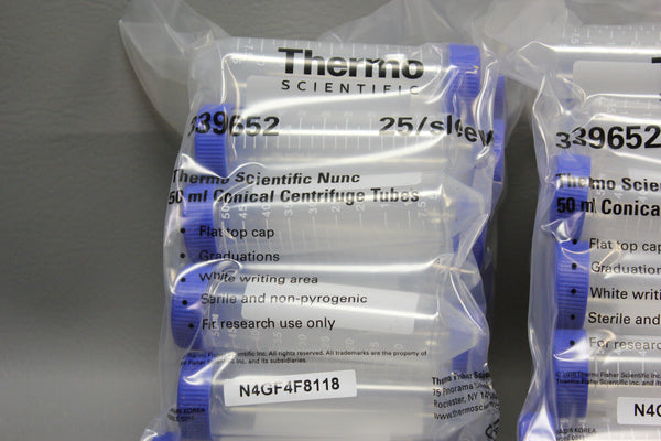 50 Thermo Scientific 339652 50mL Conical Sterile Polypropylene Centrifuge Tubes