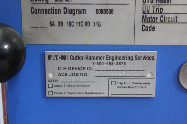 CUTLER HAMMER 1200A LOW VOLTAGE AC POWER CIRCUIT BREAKER WITH DIGITRIP DS416