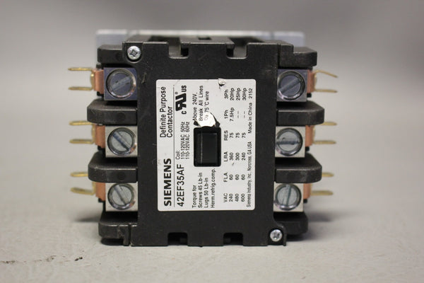 SIEMENS 42EF35AF DEFINITE PURPOSE CONTACTOR
