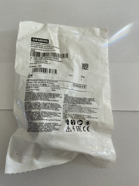 New Siemens 3SU1050-0AB20-0AA0 22MM Red Round Pushbutton