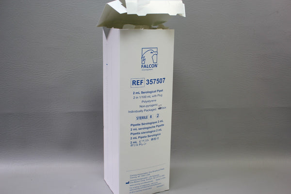 NEW FALCON 2ML SEROLOGICAL PIPET W/ PLUG 357507 POLYSTYRENE 87 PCS