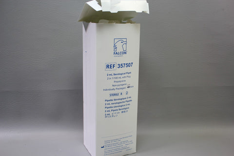 NEW FALCON 2ML SEROLOGICAL PIPET W/ PLUG 357507 POLYSTYRENE 87 PCS