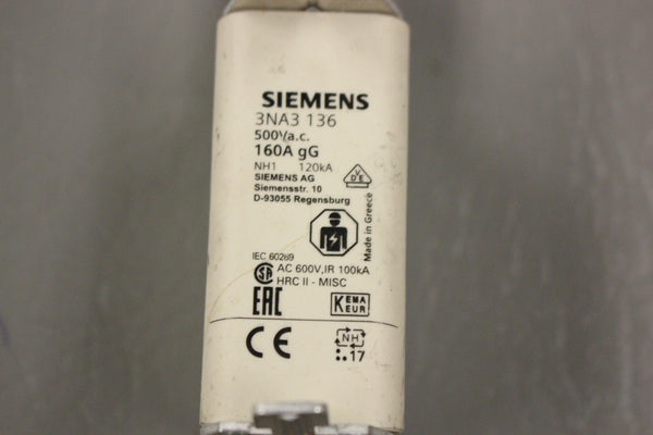 SIEMENS FUSE BLOCK 3NA3 136