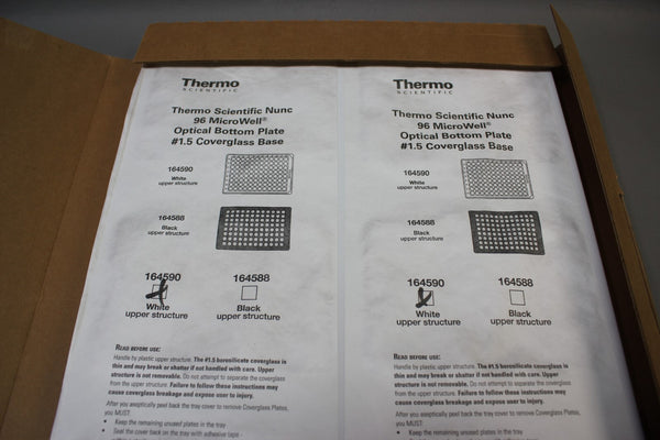 THERMO SCIENTIFIC NUNC 96 MICROWELL OPTICAL PLATE COVERGLASS W/LID 164590 6 PACK