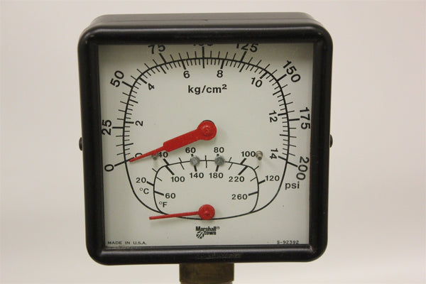 MARSHALL TOWN S-92392 0-200PSI + THERMOMETER GAUGE 20-120C/60-260F