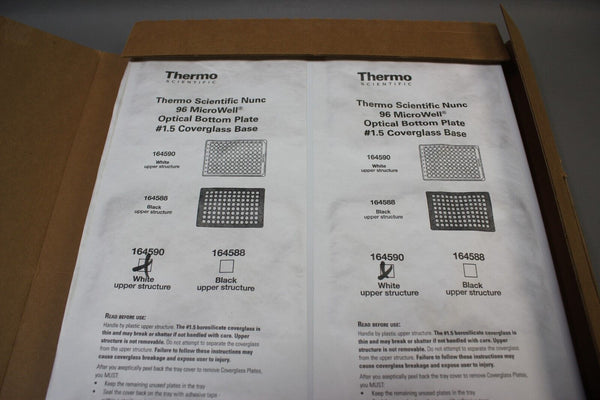 THERMO SCIENTIFIC NUNC 96 MICROWELL OPTICAL PLATE COVERGLASS W/LID 164590 6 PACK