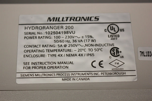 SIEMENS MILLTRONICS HYDRORANGER 200