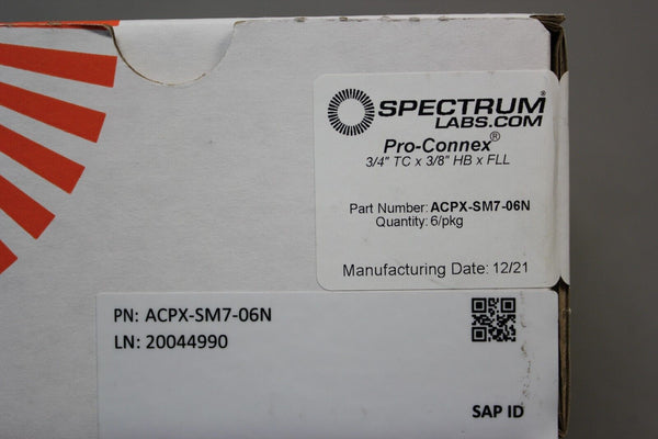 NEW BOX 6 SPECTRUM LABS PRO-CONNEX SANITARY FITTINGS ACPX-SM7-06N KrossFlo TFF