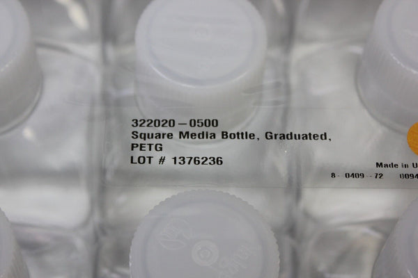 THERMO SCIENTIFIC SQUARE MEDIA BOTTLE PETG 500ML GRADUATED 20 PCS 322020-0500
