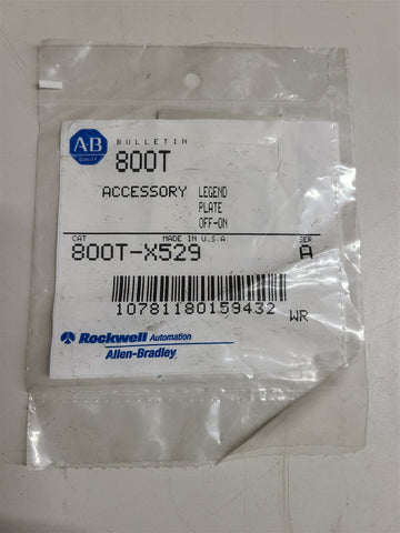 NEW ALLEN BRADLEY OFF-ON LEGEND PLATE 800T-X529 A