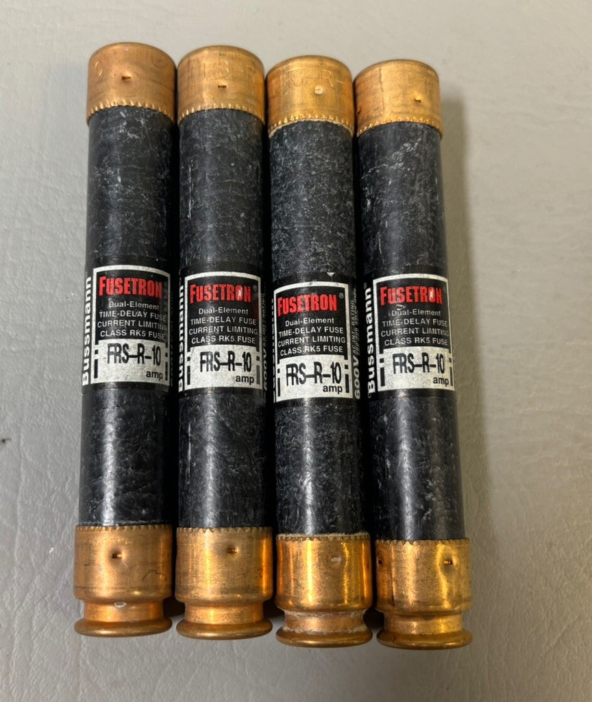 Lot of 4 Bussmann FRS-R-10 Dual Element Time Delay Fuse 600VAC 10A
