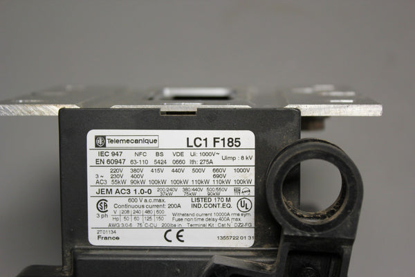TELEMECANIQUE LC1F185  SQUARE D POWER CONTACTOR
