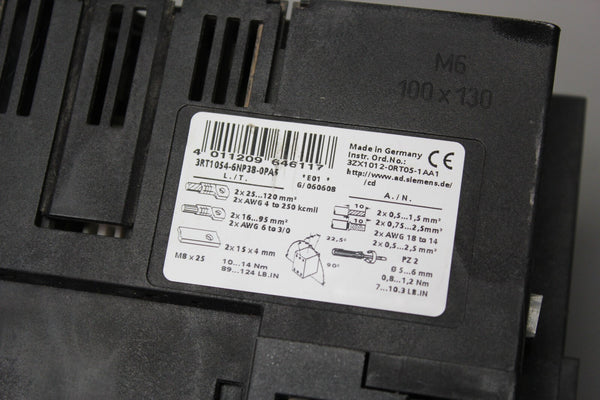 SIEMENS CONTACTOR 3RT1054-6NP38-0PA5