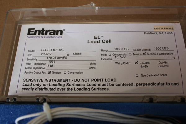 Entran EL Load Cell ELHS-T1E*-1KL 1,000-1,500LBS 