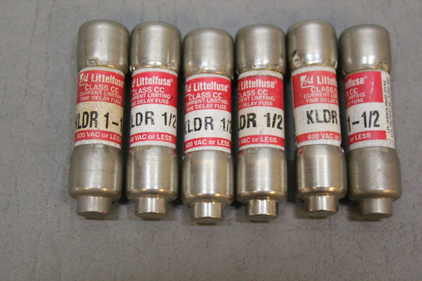 LOT OF 6 LITTELFUSE KLDR-1-1/2 FUSES