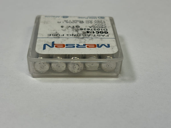 Lot of 5 Mersen GGC1/4 Fast Acting Miniature Fuse Glass Body 10 Amp 250 Volt AC