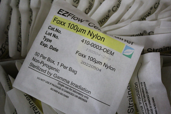 CASE OF 50 NEW FOXX EZFLOW CELL STRAINER 100uM NYLON 410-0003-OEM