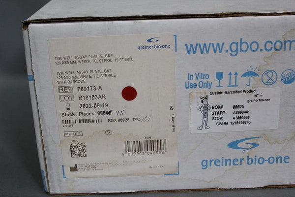45 NEW GREINER BARCODED STERILE 1536 WELL ASSAY PLATE 789173-A EXP 2022