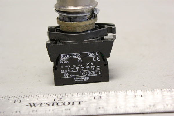 Allen Bradley E-Stop Emergency Button w/twist Release 800E-3X10, 800E-3X01L