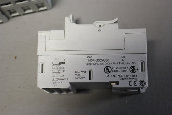 LOT OF 8 ALLEN BRADLEY FUSE HOLDERS  140F-D3C-C30