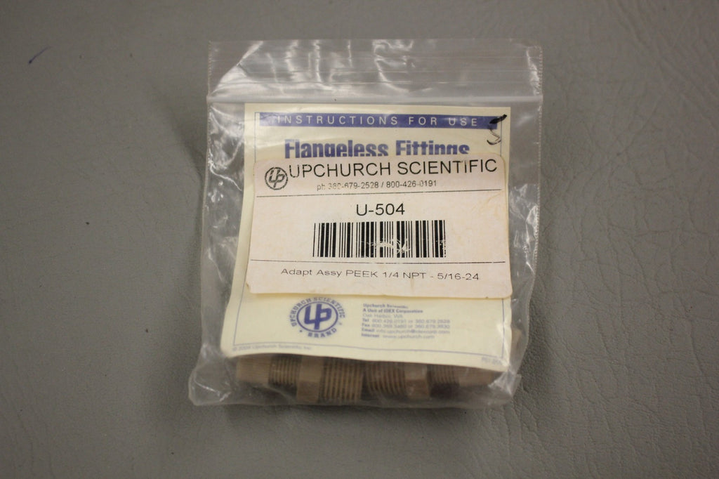 LOT OF 4 NEW UPCHURCH SCIENTIFIC U-504 ADAPTER PEEK 1/4 NPT