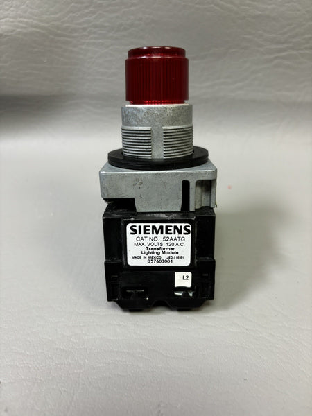 SIEMENS PUSH TO TEST PILOT LIGHT RED 52AATG LIGHTING MODULE 52PT6G2A