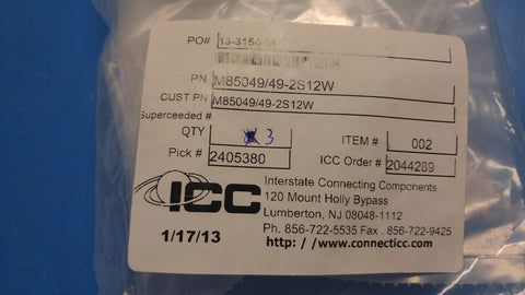 LOT OF 3  GLENAIR MIL SPEC STRAIN RELIEF CLAMPS M85049/49-2S12W 1130 06324